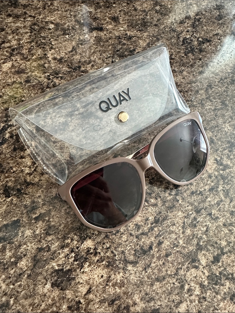 Quay Australia Taupe Frame Sunglasses with Black Lenses